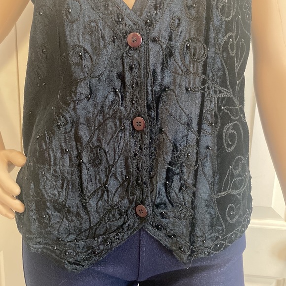 Agapo Collections Beaded Vest Womens Size Small. Tie on back. So pretty. - Picture 4 of 11